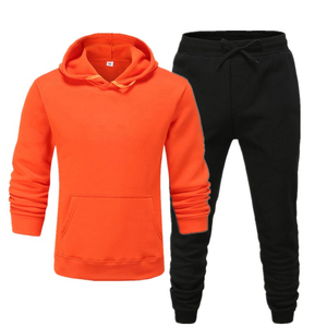 เสื้อสเวตเชิ้ตมีฮู้ดสีฟ้าอ่อนสำหรับผู้ชาย พร้อมกางเกงจ็อกเกอร์สีน้ำเงินเข้ม ชุดลำลองสีพื้น แขนยาว ระบายอากาศได้ดี เหมาะสำหรับใส่ในฤดูใบไม้ร่วง - Product Image 2
