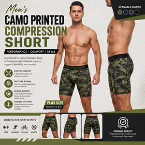 Pantalones Cortos de Compresión Camuflados para Hombre, Tallas Grandes, Ropa Deportiva para Gimnasio, Pantalones Cortos Ajustados con Estampado Personalizado, Pantalones Cortos Deportivos para Hombre - Product Image 4