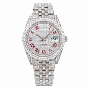 Reloj Personalizado con Incrustaciones de Moissanita, Diamantes VVS, Estilo Hip Hop, Acero Inoxidable Premium, Cuarzo, Esfera de Cristal de 20 mm - Product Image 1