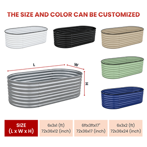 <b>Large</b> Oval Metal Raised Garden Bed Outdoor Galvanized Deep Planter <b>Box</b> Vegetable Garden GB016 - Product Image 2