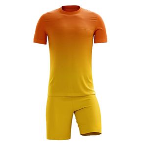 Conjunto de Camiseta de Fútbol Personalizada Naranja y Amarilla Más Vendida, 100% Poliéster, Malla Transpirable de Secado Rápido, Logotipo, Nombre y Número Personalizados - Product Image 1