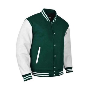 Manufacturer Custom Guanine Cowhide <b>Leather</b> Sleeve Embroidery Heavy Wool Body Baseball <b>Jackets</b> Streetwear Varsity <b>Jackets</b> - Product Image 4