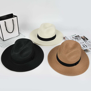 Wholesale Custom Natural Grass <b>Floppy</b> Straw <b>Hat</b> Wide Brim Summer Sun <b>Hat</b> Unisex Beach OEM ODM Private Label - Product Image 1