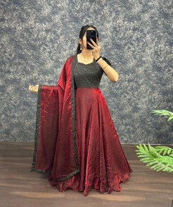 Kurti moderne Fendi brodé avec sequins et dupatta, tenue de fête, prix de gros, vêtement ethnique, coton multicolore - Product Image 1