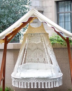 Macrame Double Seat <b>Swing</b>, White Luxurious Hammock Chair, Hanging Chair - Product Image 3