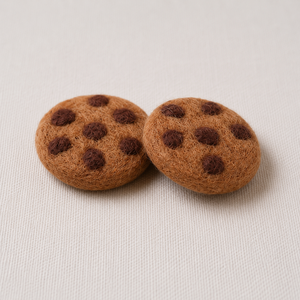 Handmade <b>Wool</b> Felt Chocolate Chip Cookie Pretend Play Soft Toy for 3-6 Year Olds-Unisex Educational Gift - Product Image 4