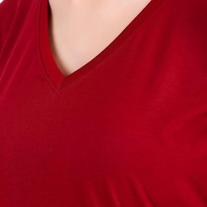 T-shirt pour femme à col en V, manches longues, coupe classique, en coton doux, à porter tous les jours - Product Image 6