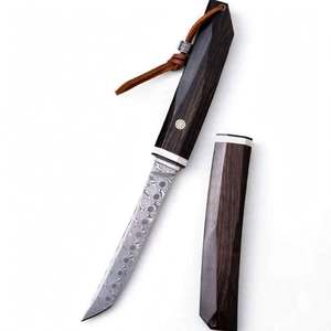 Handcrafted Raindrop Damascus Steel Precision Utility Knife Dark Ebony Handle Wooden Sheath <b>Craft</b> <b>Tool</b> - Product Image 1
