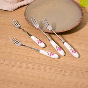 Chic <b>Set</b> of 4 <b>Ceramic</b> Rosebud Forks - Product Image 2