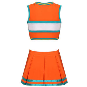 Costumes de pom-pom girls imprimés et perlés, ornements en strass, tailles et couleurs personnalisées, tissu en spandex et polyester, séchage rapide - Product Image 2
