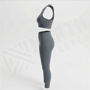 Conjunto Deportivo de Dos Piezas para Mujer, Talla Grande, Sujetador Deportivo Sin Costuras con Espalda Cruzada, Leggings de Yoga para Verano, Ropa Deportiva para Correr y Hacer Ejercicio - Product Image 3