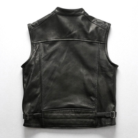 Chaleco de Cuero Genuino para Hombre, de Alta Calidad, Invernal, Casual, Transpirable, Estilo Motero, con Logotipo Personalizado, Ropa Exterior para Motocicleta, Venta al Por Mayor