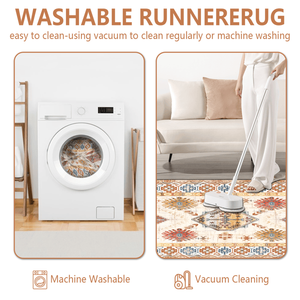 Boho 3-Piece Non-Slip Kitchen Rug Set Thick <b>Washable</b> Floor Mats <b>Runner</b> Kitchen Mats - Product Image 4