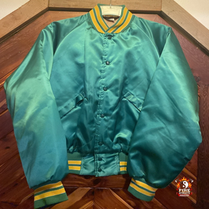 Veste bomber en satin de qualité supérieure, veste de sport varsity pour homme, tissu satiné, boutons sur le devant, veste Letterman brodée - Product Image 2