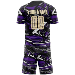 Ensemble d'uniformes de football personnalisés - 100% coton, manches courtes, séchage rapide, unisexe, adulte, toutes saisons - Product Image 6