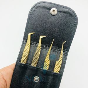 Juego de pinzas de extensión de pestañas chapadas en oro Diamond Grip Accesorios de pestañas de acero inoxidable sostenibles a precios mayoristas - Product Image 1