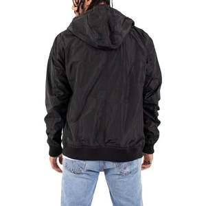 <b>Men</b> Hooded Bomber <b>Jacket</b> Windproof Zipper Closure Casual Solid Color Polyester Outerwear Autumn Streetwear Style Regular Fit - Product Image 5