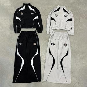 Ensemble veste et pantalon deux pièces en satin léger à carreaux avec logo personnalisé, coupe-vent d'hiver - Product Image 3