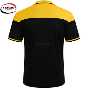 T-shirt à manches courtes et col en O pour hommes, en coton jaune et noir avec broderie de logo, poids en tissu de 260g, tenue décontractée - Product Image 6