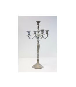 Candelabro de Metal Gris Envejecido de 5 Brazos, Candelabro Alto Rústico con Ramas, Portavelas Cónicas, Centro de Mesa para Decoración de Mesa de Estilo Rústico - Product Image 1