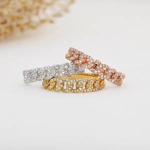 Solid Gold Diamond Pave Cuban Curb Link Wedding Band <b>Stack</b> <b>Ring</b> - Product Image 1