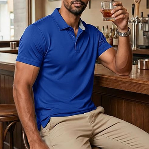Chemise de golf pour homme en coton tricoté 100 %, respirante, séchage rapide, personnalisable avec broderie - Product Image 4