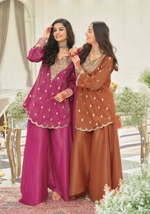 Ensemble Sharara Kurti de créateur avec dupatta pour femme – Tenue ethnique tendance pour mariages et événements - Product Image 2