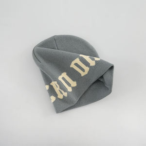 Best Selling High Quality Custom 100% Acrylic Jacquard Letters logo Beanie <b>Men</b> Reversible Graphic Design Skull Cap Beanie <b>Hats</b> - Product Image 2