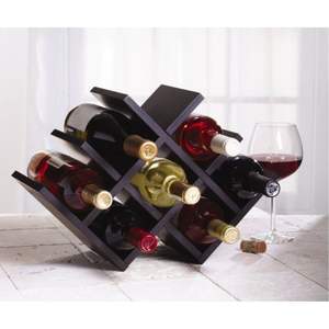 Modern Solid Wood Wine Rack Tabletop Geometric Bottle Holder Decorative Wine <b>Shelf</b> <b>Rustic</b> Display Stand for Home Bar Decor - Product Image 2
