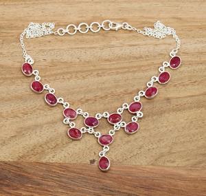 Collier ras-de-cou en argent sterling 925 avec rubis rouge de qualité supérieure, serti clos, pour femme, par Manauafacaters - Product Image 5