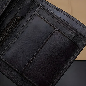 Genuine Cowhide <b>Leather</b> Bifold <b>Wallet</b> <b>Men</b> Luxury <b>Card</b> Holder Coin Pocket Zipper Purse Short Male Minimalist Business Wholesale - Product Image 4
