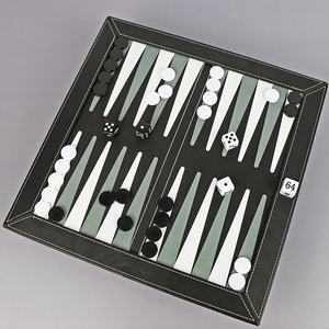 AQDAS INDUSTRIES <b>Backgammon</b> Board Game Set Leather Foldable Portable Travel Size 2 Players with Dice and Checkers - Product Image 6
