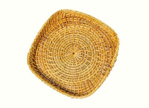 Handwoven Rattan Wicker Serving Tray Round Natural Bamboo <b>Bread</b> <b>Basket</b> Rustic Decorative Fruit Snack Organizer for Kitchen - Product Image 3