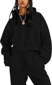 Ensemble jogging et sweat à capuche 2 pièces pour femme en molleton de coton mélangé, respirant, écologique, coupe ample, décontracté, sportswear, manches lanternes courtes - Product Image 3