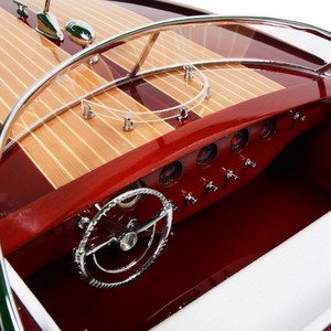 B091 OMH Ariston Speed Boat Model Edition Exclusive, bateau à moteur artisanal en bois de cèdre peint, décoration nautique, cadeau de Noël, 91.4Lx28Wx25.4H - Product Image 5