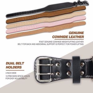 M Size Leather Weight Lifting Belt with 4 Inch Padded Lumbar Support for Men and Women's Waist Support During Weightlifting - Product Image 2