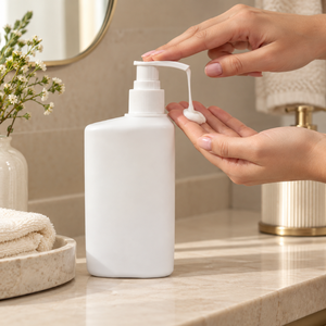Flacon pompe pour lotion de soin beauté |   Conteneur cosmétique en HDPE de 300 ml pour les soins de la peau, le shampooing, les soins capillaires, le gel douche et les produits de soins personnels - Product Image 3