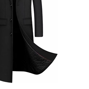 Blazer negro de hombre con solapa de muesca, corte ajustado, de lana, diseño personalizado, OEM, ODM, venta al por mayor - Product Image 3
