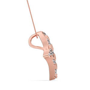 Collar con Colgante de Cadena de Oro Rosa con Diseño Geométrico de Rejilla a Cuadros y Diamantes - Product Image 4