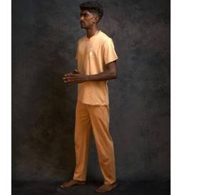 <b>Men's</b> Solid Color Loungewear Set Comfortable <b>V</b>-<b>Neck</b> <b>T</b>-<b>Shirt</b> with Relaxed Fit Pants Custom Logo <b>Men's</b> Home Wear Set Breathable - Product Image 2