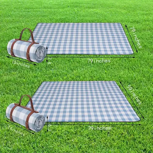 Manta de Picnic Impermeable a Cuadros, Plegable, con Correa de Transporte, Rectangular, para Acampar al Aire Libre - Product Image 5