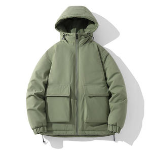 Chaqueta Acolchada con Capucha para Hombre, Gruesa, Cortavientos, de Color Sólido, Corte Holgado, Relleno de Poliéster, con Bolsillos y Cierre de Cremallera - Product Image 5