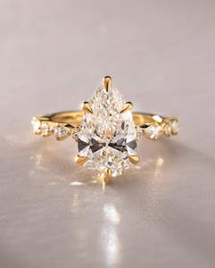 IGI Lab Grown Pear Cut Diamond Vintage 14K Amarillo Boda/Anillo de compromiso Unisex Oro blanco Fiesta de aniversario-Digno - Product Image 4