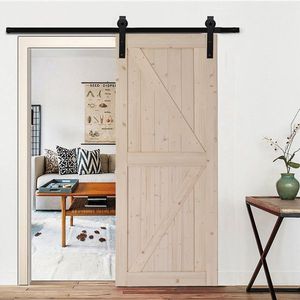 36 Pollici. X 84 Pollici Porta Scorrevole in Legno di Abete Massiccio Non Finito con Telaio a K, Montaggio Semplice Fai-da-Te Richiesto - per Bagno, Hotel, Interni - Product Image 5