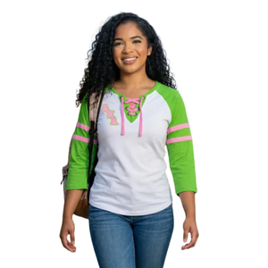 T-shirt à manches raglan pour femme, imprimé, en coton premium, manches trois quarts, style décontracté, style baseball - Product Image 5