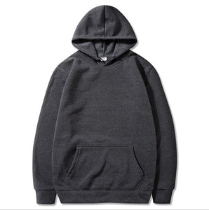 เสื้อฮู้ดโอเวอร์ไซส์สีพื้นผ้าฝ้าย 100% สำหรับฤดูใบไม้ร่วงและฤดูหนาว แบรนด์แฟชั่นทันสมัยพร้อมฮู้ดบุขน - Product Image 4