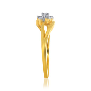 Elementary Graceful Diamond <b>Ring</b> Diamond <b>Wave</b> Band <b>Ring</b> 18K Yellow Gold Elegant Triple Curve Design with Round Shape Diamonds - Product Image 2