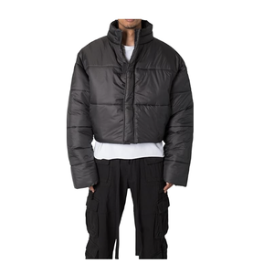Best Selling Eco Edge Apparel High Quality Custom Cropped <b>Puffer</b> <b>Jackets</b> Men Winter Warm Black Waterproof Street-wear Unisex - Product Image 1