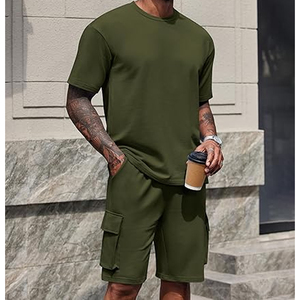Custom Men 2 Piece <b>Set</b> Manufacturer 220 GSM Cotton T Shirt Shorts <b>Set</b> Oversized Casual OEM Private Label Bulk - Product Image 3