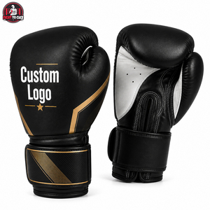 Gants de boxe en cuir de qualité supérieure, couleur noir doré, tailles 8oz-18oz, vente en gros, résistants aux chocs, durables, équipement de combat, logo personnalisé - Product Image 2